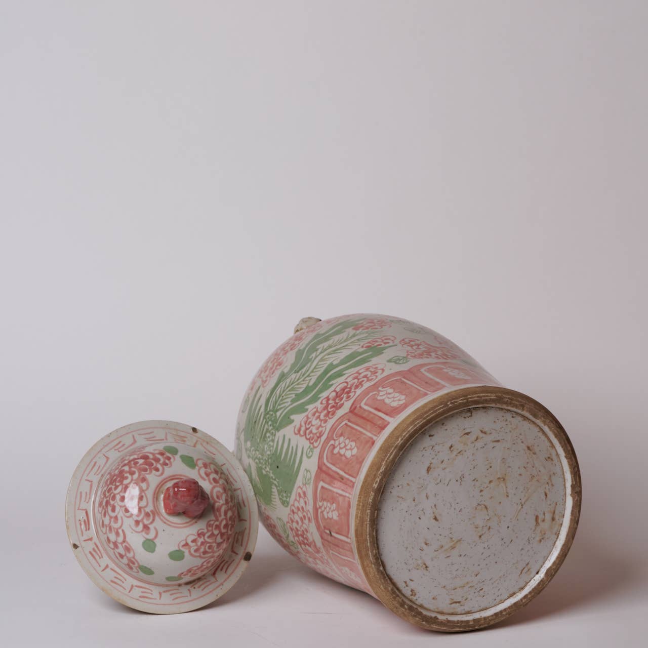 Cobalt Guild Home Decor Pink and Green Porcelain Phoenix Temple Jar