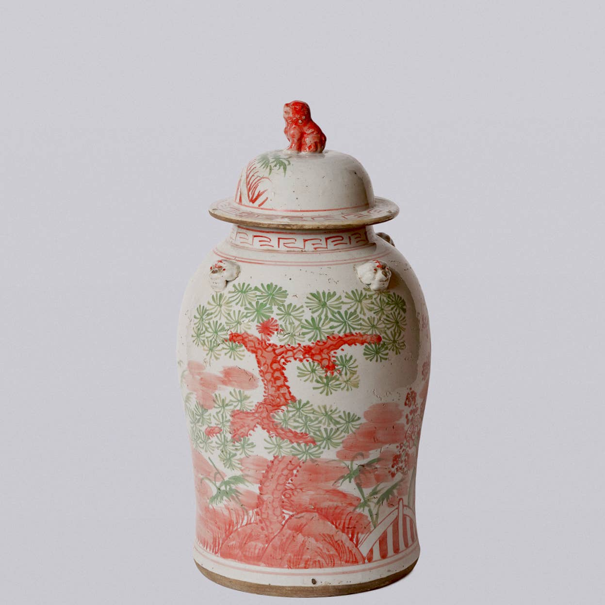 Cobalt Guild Home Decor Pink and Green Porcelain Three Friends Temple Jar