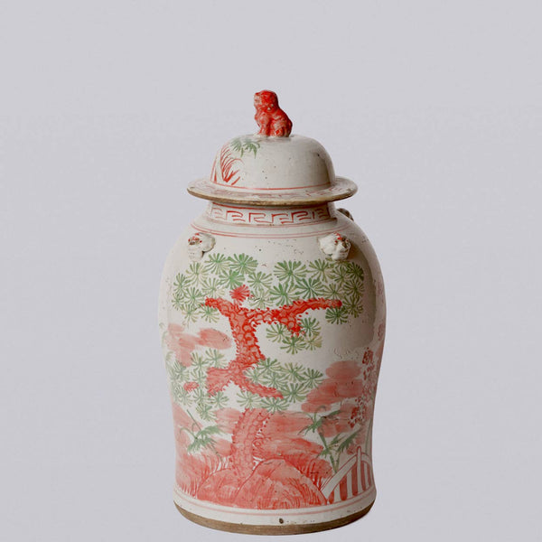 Cobalt Guild Home Decor Pink and Green Porcelain Three Friends Temple Jar