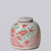 Cobalt Guild Home Decor Pink & Green Rustic Porcelain Bird & Flower Large Lidded Jar