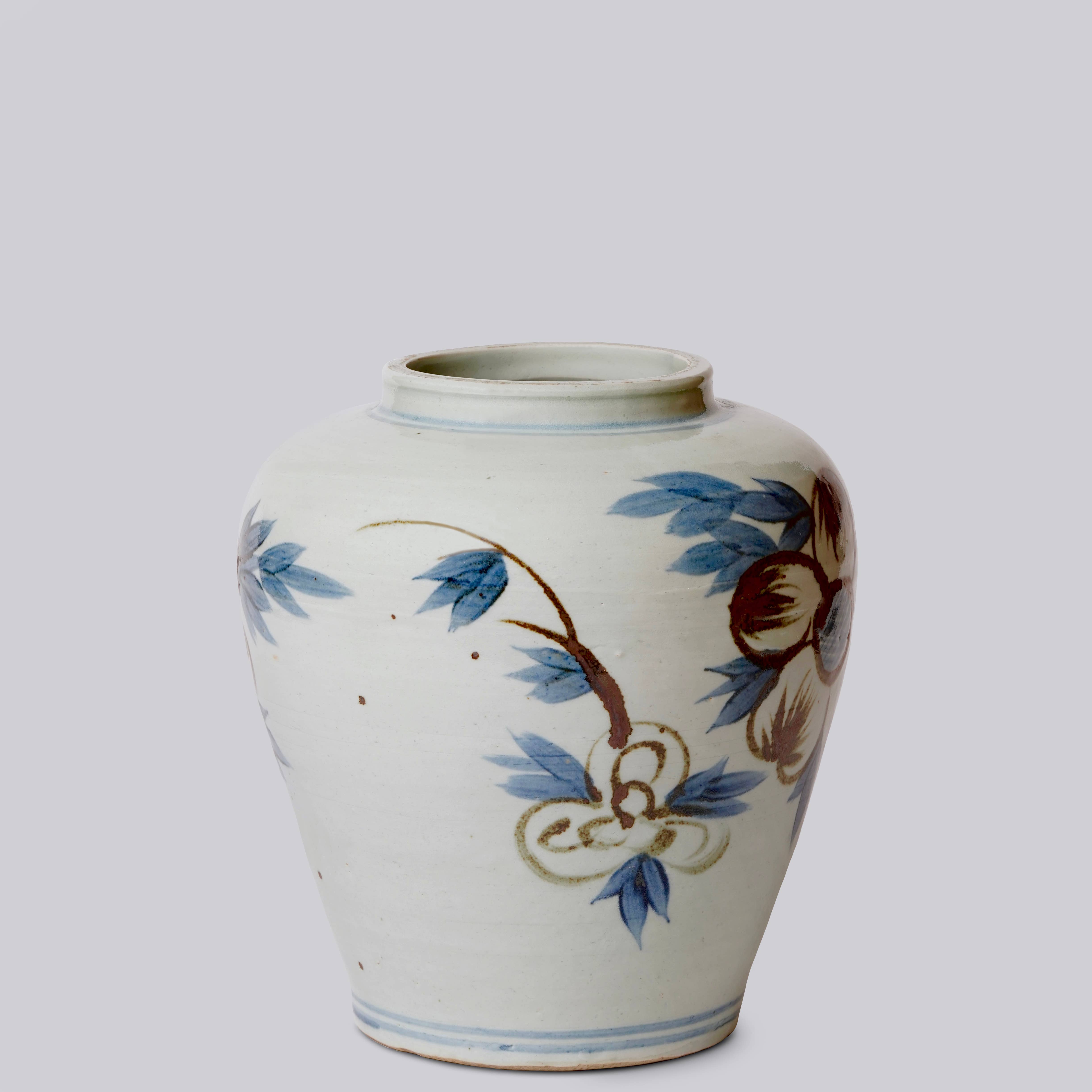 Cobalt Guild Home Decor Red and Blue Porcelain Sunflower Vase