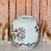 Cobalt Guild Home Decor Red and White Copper Underglaze Bird and Flower Barrel Vase