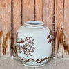 Cobalt Guild Home Decor Red and White Copper Underglaze Bird and Flower Barrel Vase