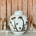 Cobalt Guild Home Decor Red and White Copper Underglaze Songbirds Barrel Vase