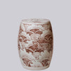 Cobalt Guild Home Decor Red and White Porcelain Fish & Waves Garden Seat