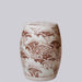 Cobalt Guild Home Decor Red and White Porcelain Fish & Waves Garden Seat