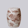 Cobalt Guild Home Decor Red and White Porcelain Fish & Waves Garden Seat