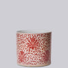Cobalt Guild Home Decor Red and White Porcelain Scrolling Lotus Cachepot