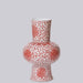Cobalt Guild Home Decor Red and White Porcelain Scrolling Lotus Lantern Vase