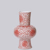Cobalt Guild Home Decor Red and White Porcelain Scrolling Lotus Lantern Vase