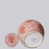 Cobalt Guild Home Decor Red and White Porcelain Scrolling Lotus Round Lidded Jar