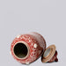 Cobalt Guild Home Decor Red and White Porcelain Scrolling Lotus Temple Jar