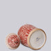 Cobalt Guild Home Decor Red and White Porcelain Scrolling Lotus Temple Jar
