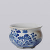 Cobalt Guild Home Decor Rustic Bird & Flower Blue & White Porcelain Bulbous Cachepot