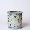 Cobalt Guild Home Decor Rustic Blue and Green Floral Porcelain Cachepot