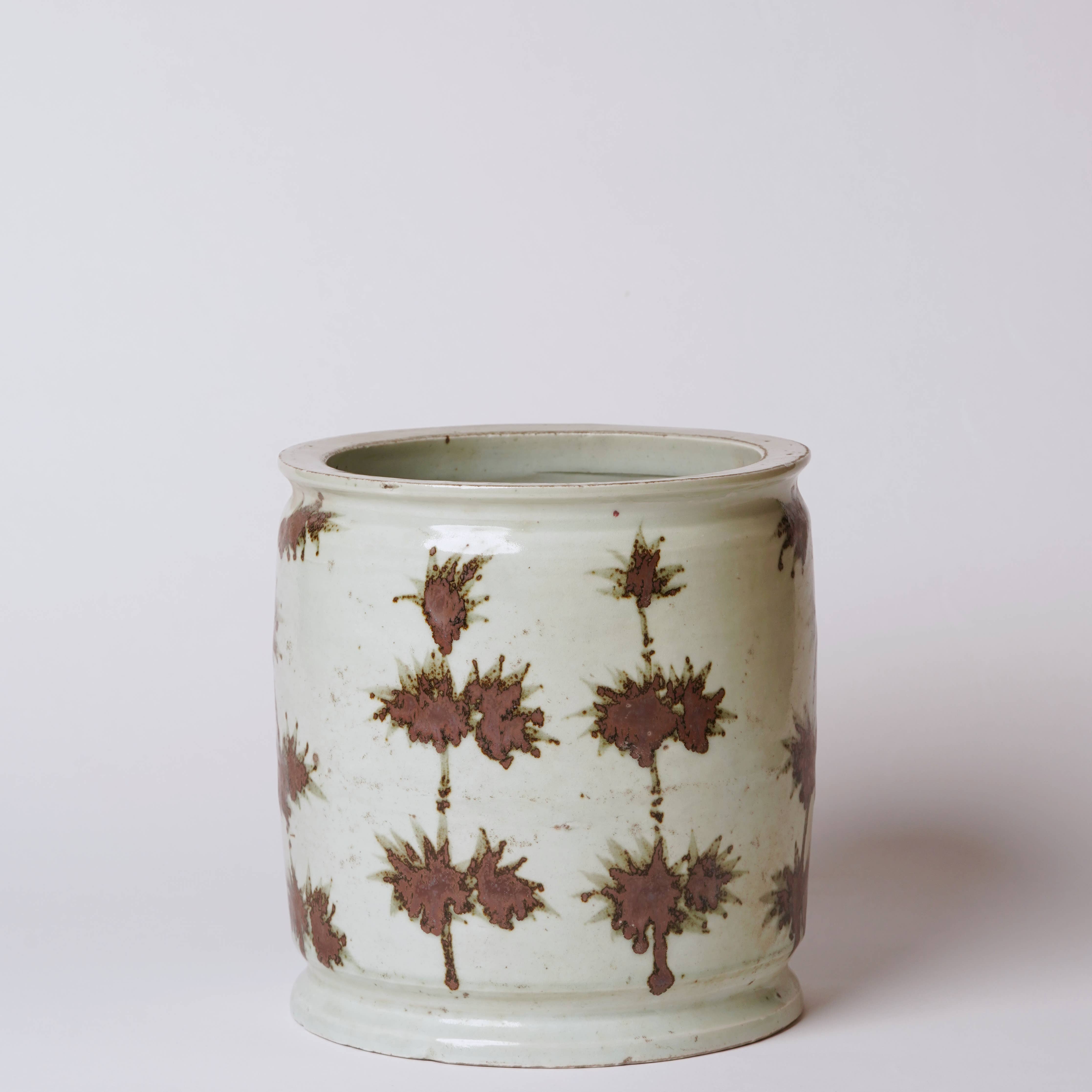 Cobalt Guild Home Decor Rustic Copper Glazed Bamboo Porcelain Cachepot