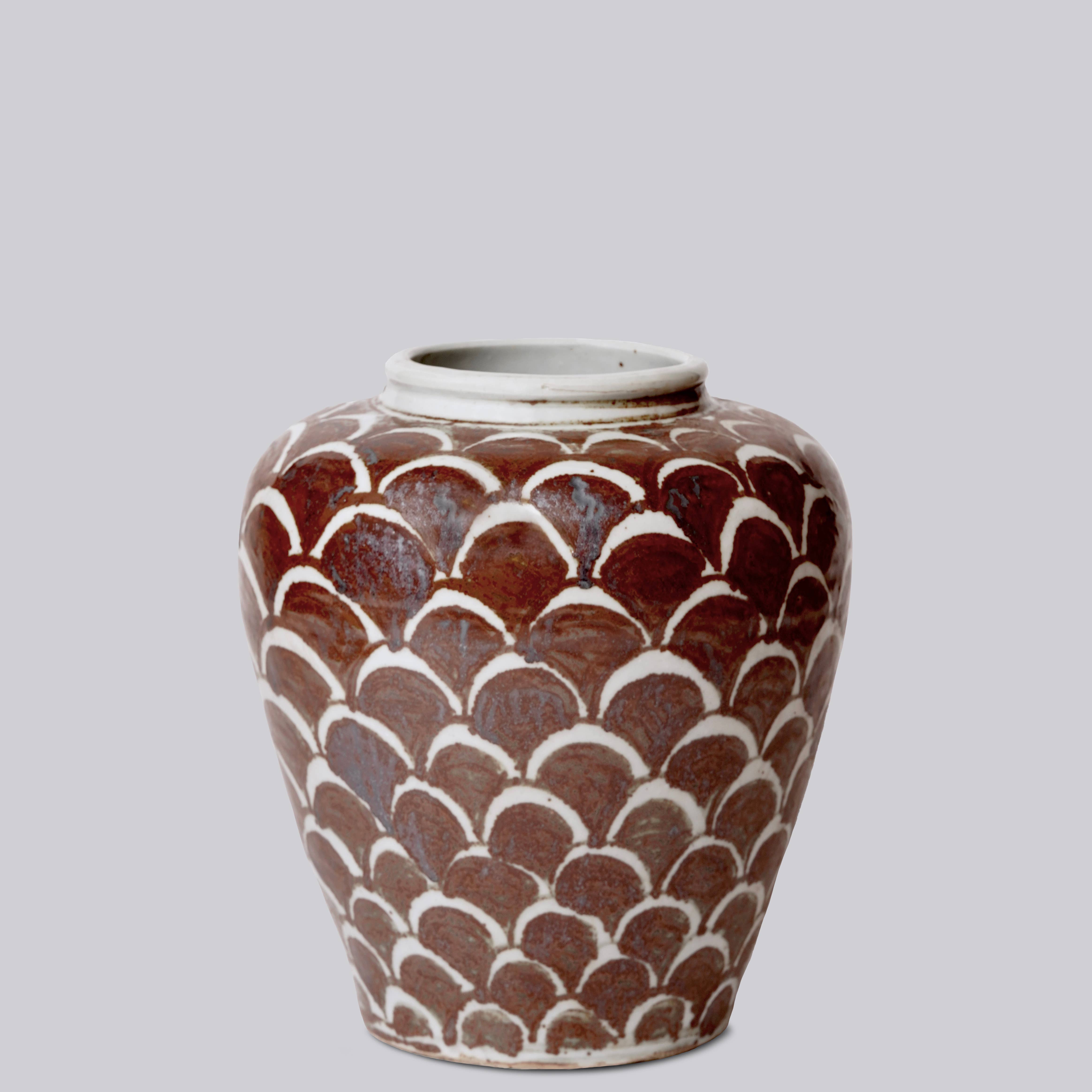 Cobalt Guild Home Decor Rustic Copper Glazed Dragon Scale Porcelain Pot