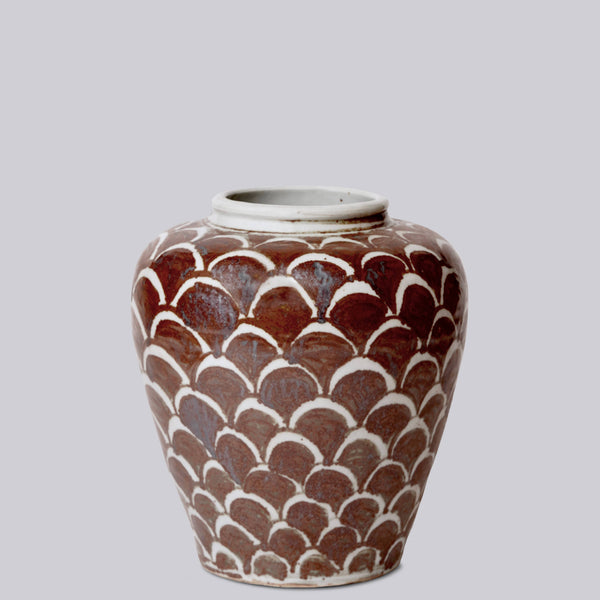 Cobalt Guild Home Decor Rustic Copper Glazed Dragon Scale Porcelain Pot