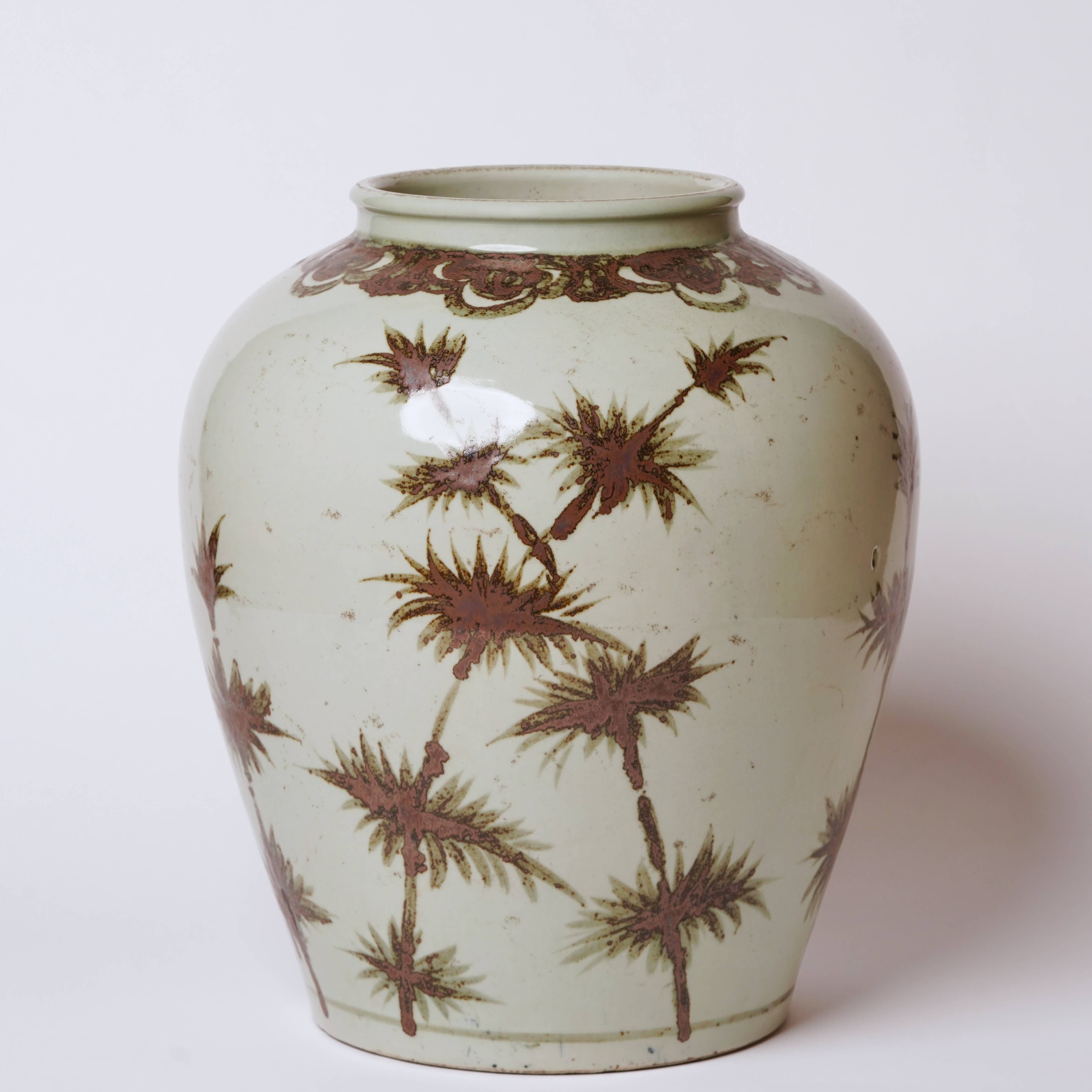 Cobalt Guild Home Decor Rustic Copper Glazed Porcelain Bamboo Jar