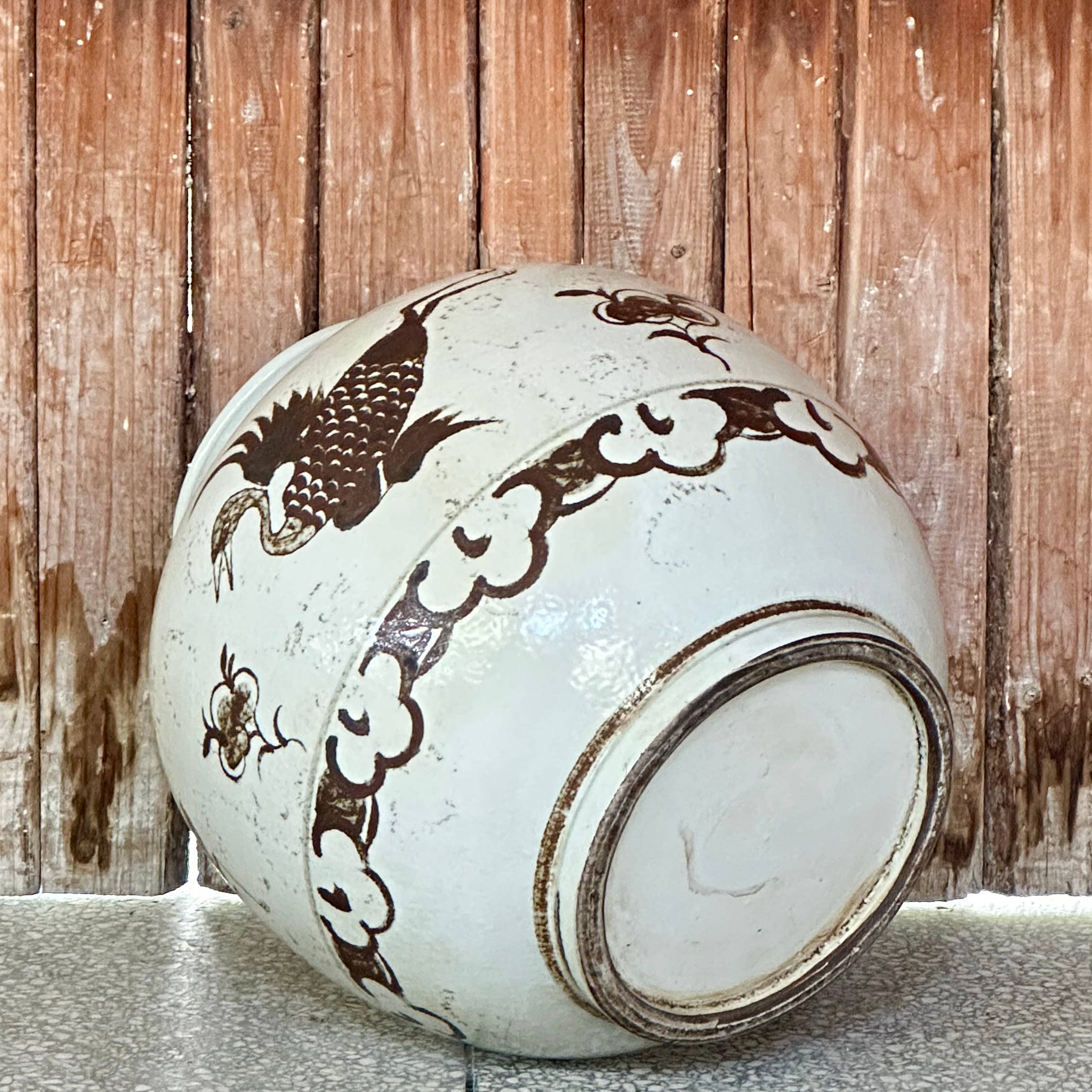 Cobalt Guild Home Decor Rustic Copper Glazed Porcelain Crane Jar