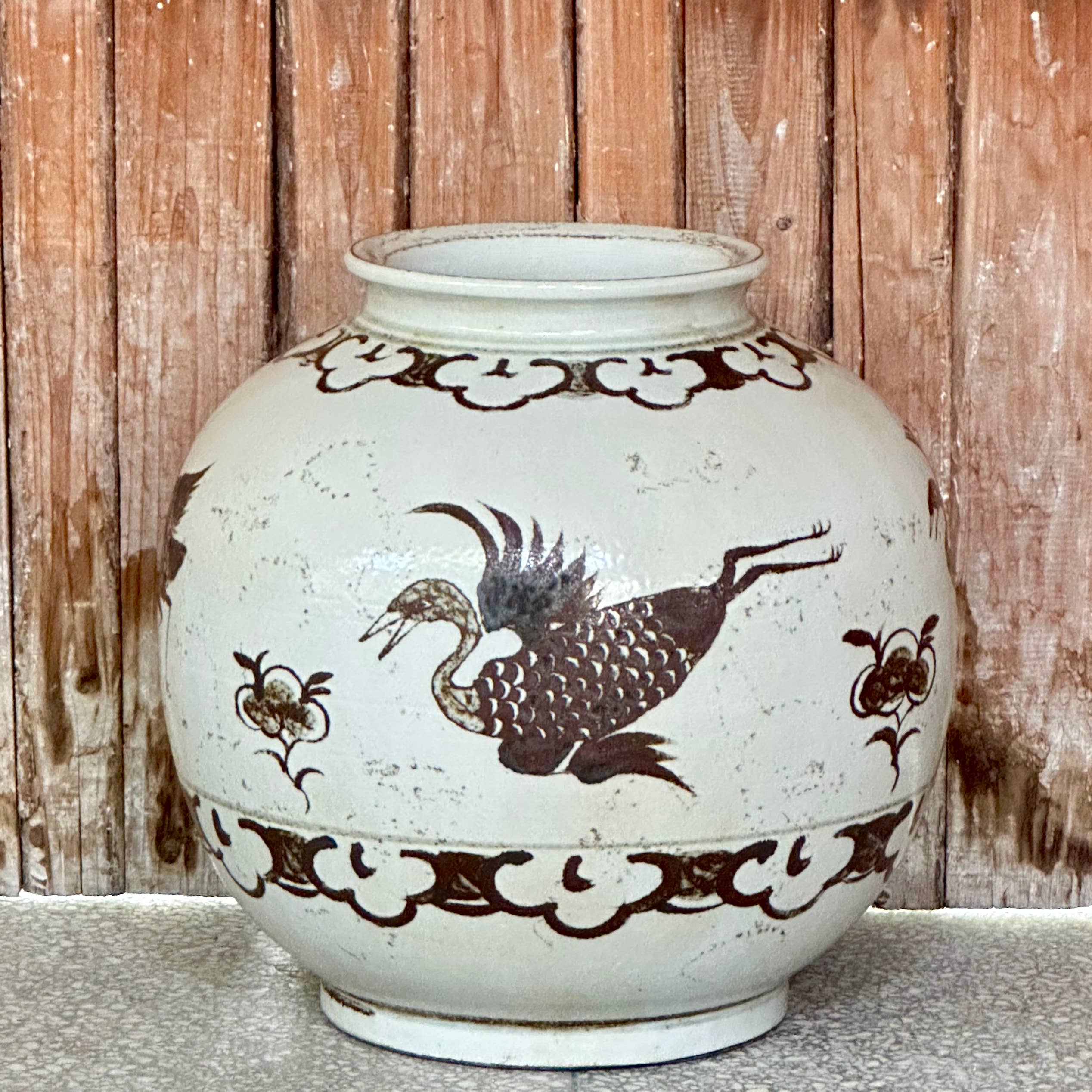 Cobalt Guild Home Decor Rustic Copper Glazed Porcelain Crane Jar