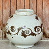 Cobalt Guild Home Decor Rustic Copper Glazed Porcelain Floral Scroll Jar