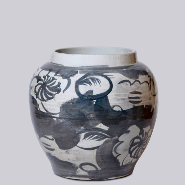 Cobalt Guild Home Decor Rustic Floral Blue and White Porcelain Pot
