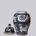 Cobalt Guild Home Decor Rustic Floral Blue and White Porcelain Temple Jar