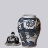 Cobalt Guild Home Decor Rustic Floral Blue and White Porcelain Temple Jar