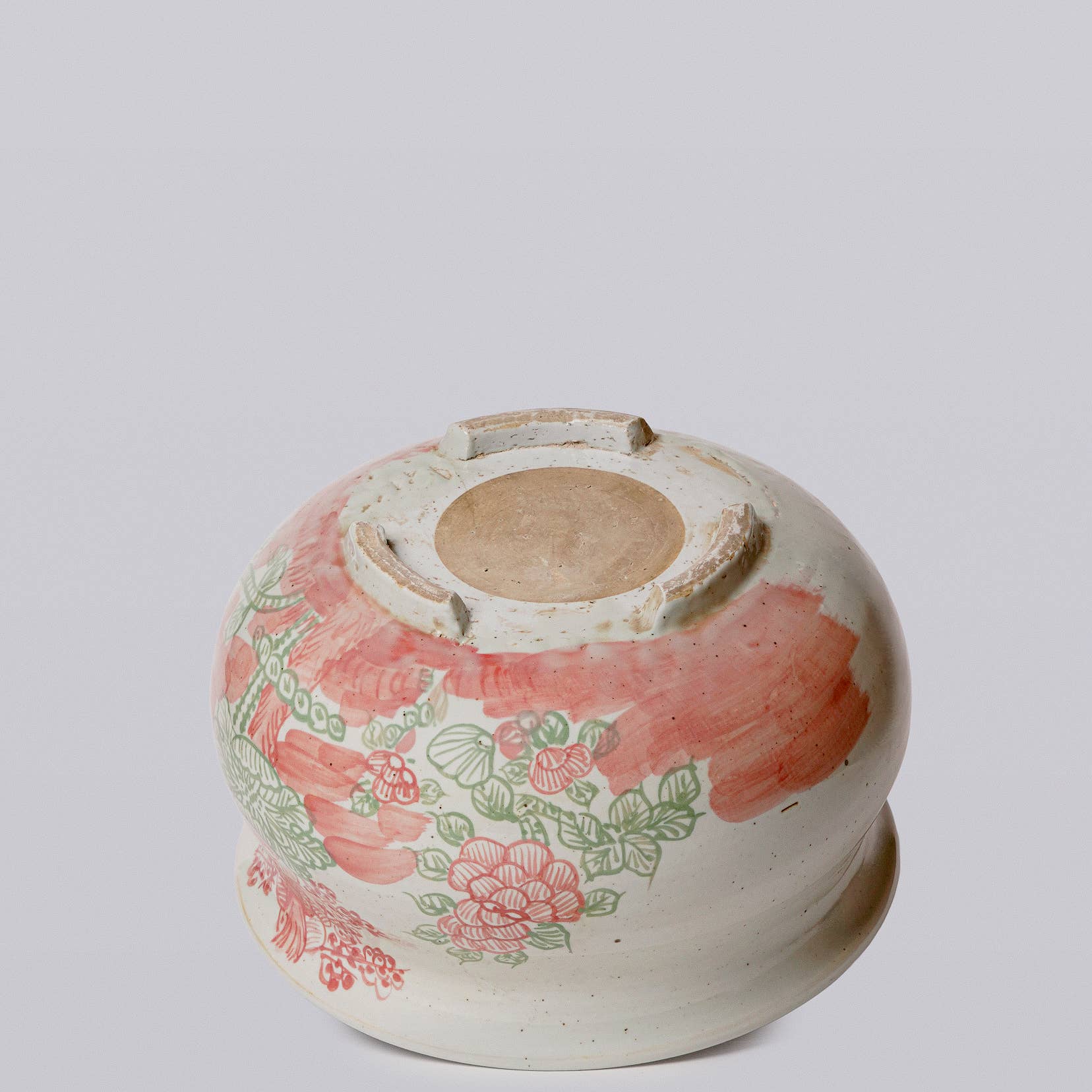Cobalt Guild Home Decor Rustic Four Seasons Pink & Green Porcelain Bulbous Cachepot