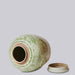 Cobalt Guild Home Decor Rustic Peony Green and White Porcelain Jar