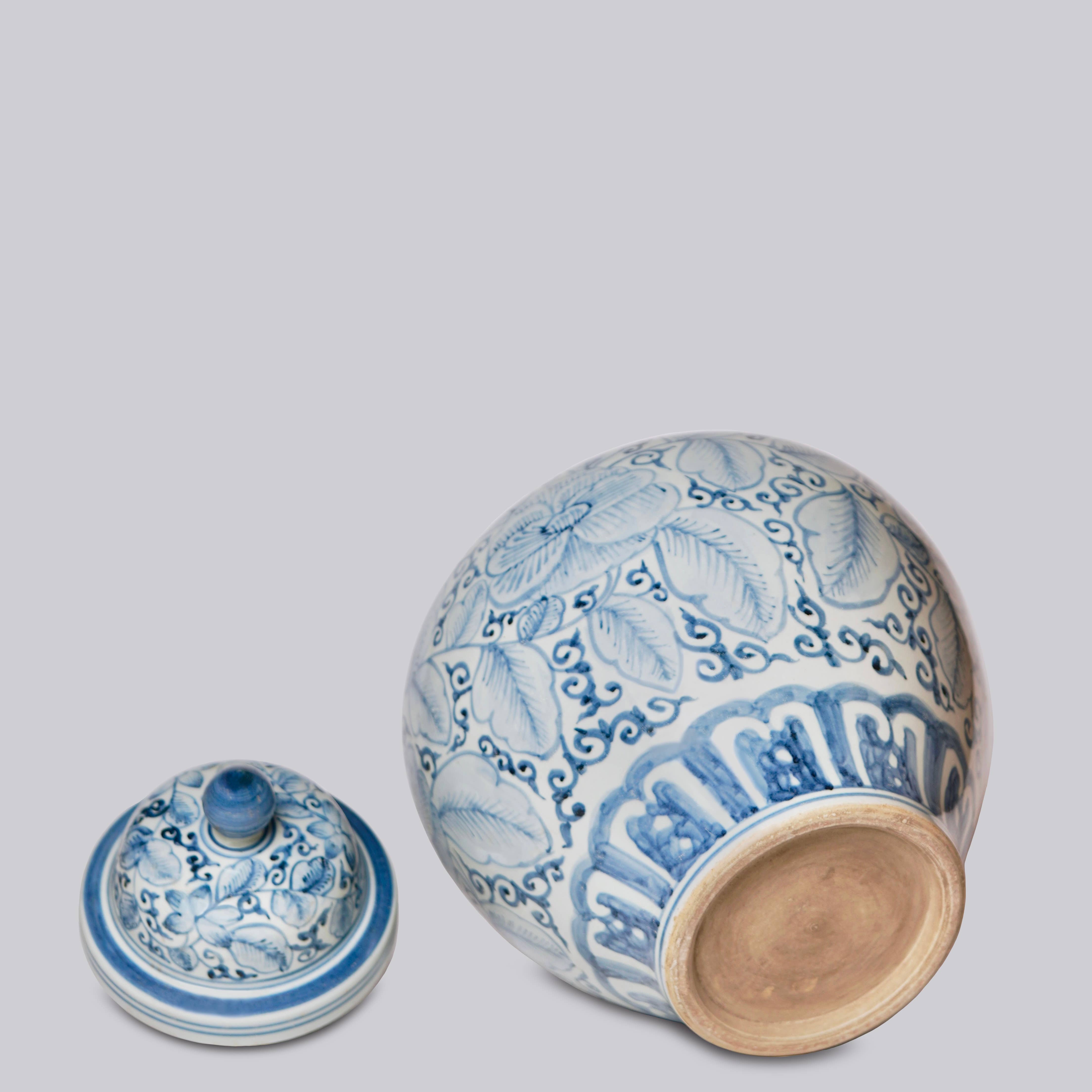 Cobalt Guild Home Decor Rustic Rose Blue and White Porcelain Jar