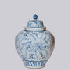 Cobalt Guild Home Decor Rustic Rose Blue and White Porcelain Jar