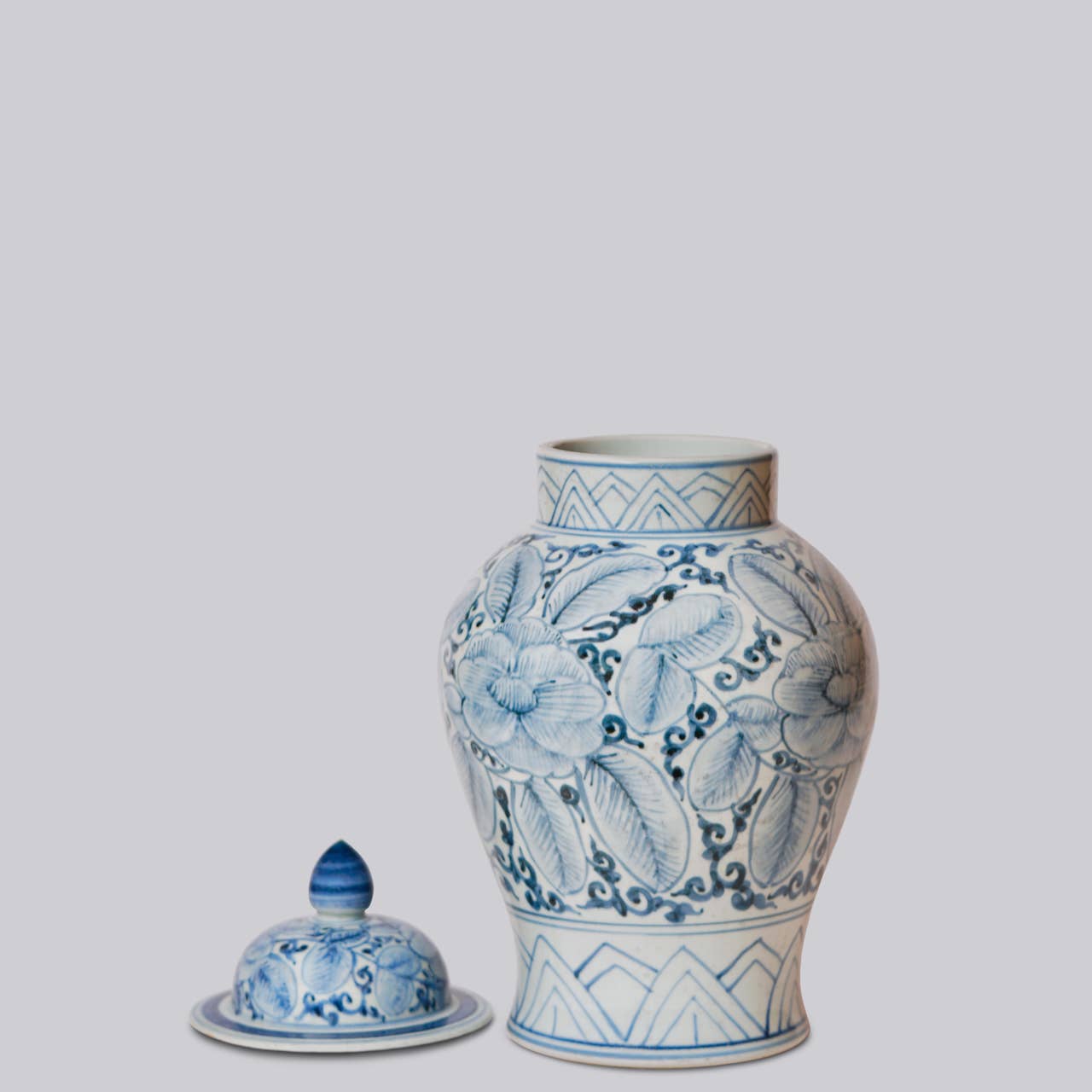 Cobalt Guild Home Decor Rustic Rose Blue and White Porcelain Temple Jar