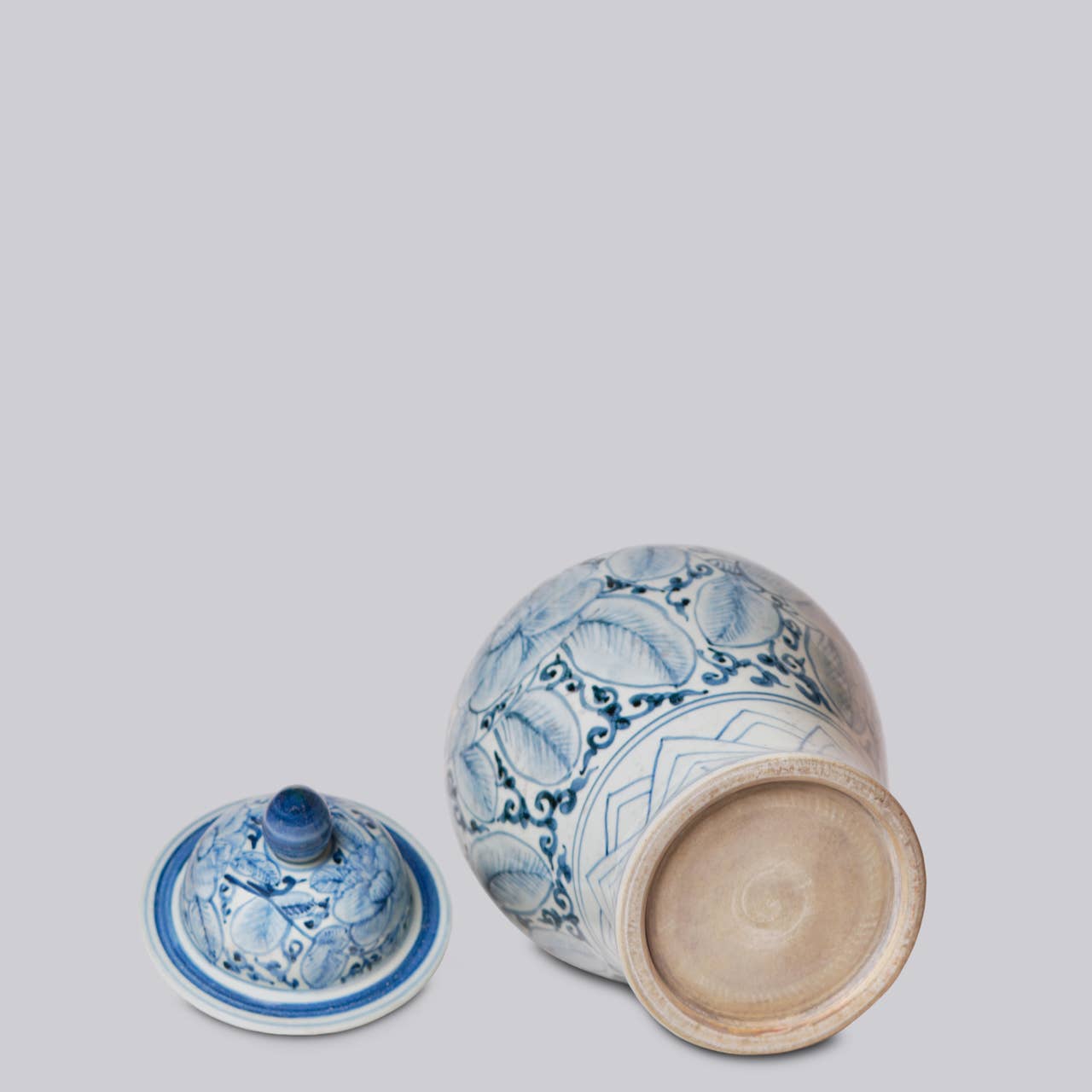 Cobalt Guild Home Decor Rustic Rose Blue and White Porcelain Temple Jar