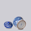 Cobalt Guild Home Decor Small Blue and White Porcelain Floral Cartouche Temple Jar