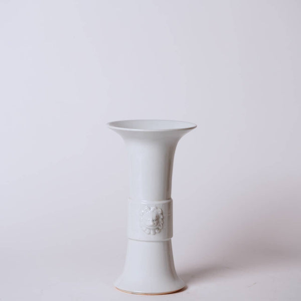 Cobalt Guild Home Decor White Porcelain Baluster Vase with Sprigged Lion Heads