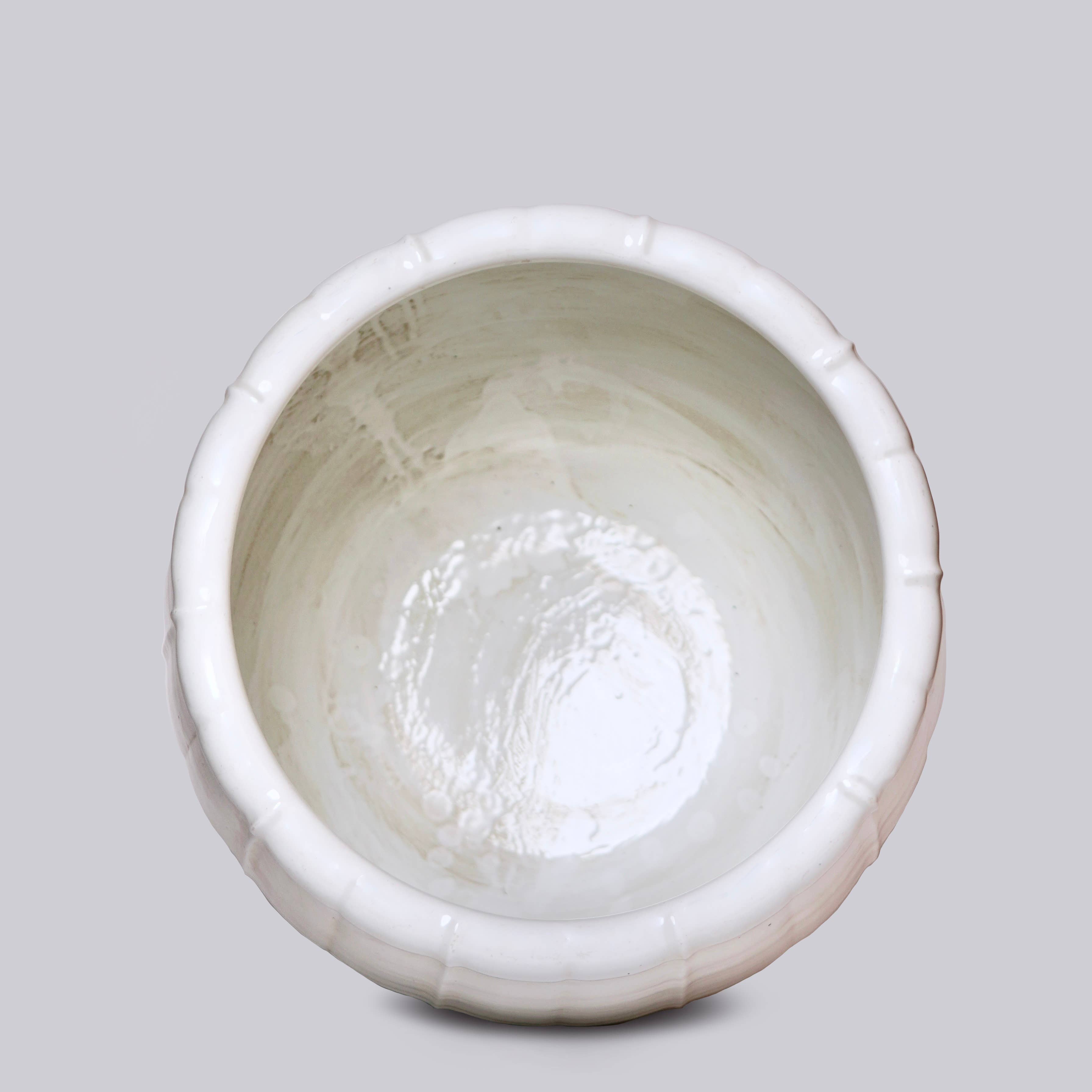 Cobalt Guild Home Decor White Porcelain Ribbed Planter