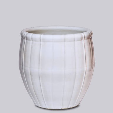 Cobalt Guild Home Decor White Porcelain Ribbed Planter