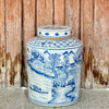 Cobalt Guild Home Decor Willow Ware-Inspired Blue and White Porcelain Canister