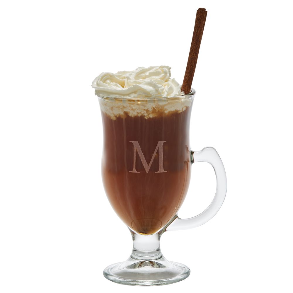 Creative Gifts Giftware 12 Glass Irish Coffee Mugs 8 Oz Cap, 6" H