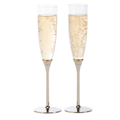 Creative Gifts Giftware "Gold Ring" Toasting Flutes, Pair, 10" H