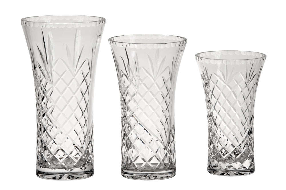 Creative Gifts Giftware Lead-free Crystal Flared Vase With Medallion Ii Pattern, 8.25" X 4.75"