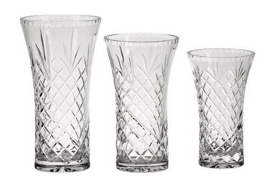 Creative Gifts Giftware Lead-free Crystal Flared Vase With Medallion Ii Pattern, 8.25" X 4.75"