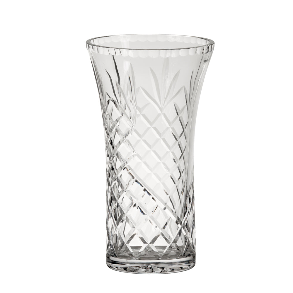 Creative Gifts Giftware Lead-free Crystal Flared Vase With Medallion Ii Pattern, 8.25" X 4.75"