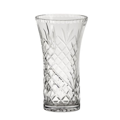 Creative Gifts Giftware Lead-free Crystal Flared Vase With Medallion Ii Pattern, 8.25" X 4.75"