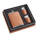 Creative Gifts Giftware Leatherette Box/ 8 Oz Flask/2 Cups Caramel