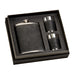 Creative Gifts Giftware Leatherette Boxed Flask Set, 8 Oz Flask And 2 Shot Glasses, Black