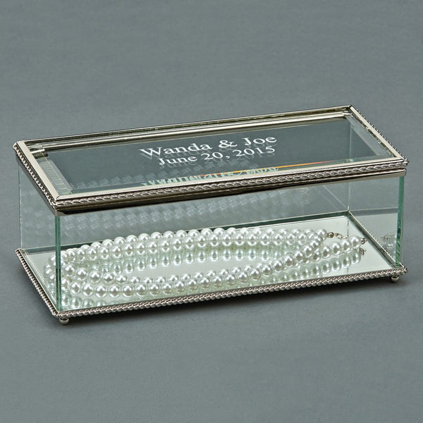 Creative Gifts Giftware Rectangular Glass Box With Hinged Cover, 8"