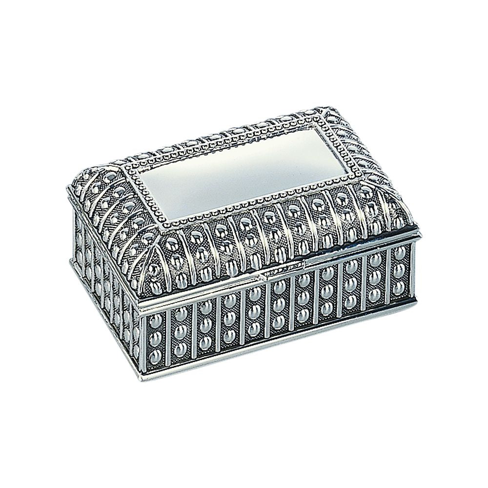 Creative Gifts Giftware Silverplated Rectangular Box With Beaded Antique Design, 4.5" X 3"